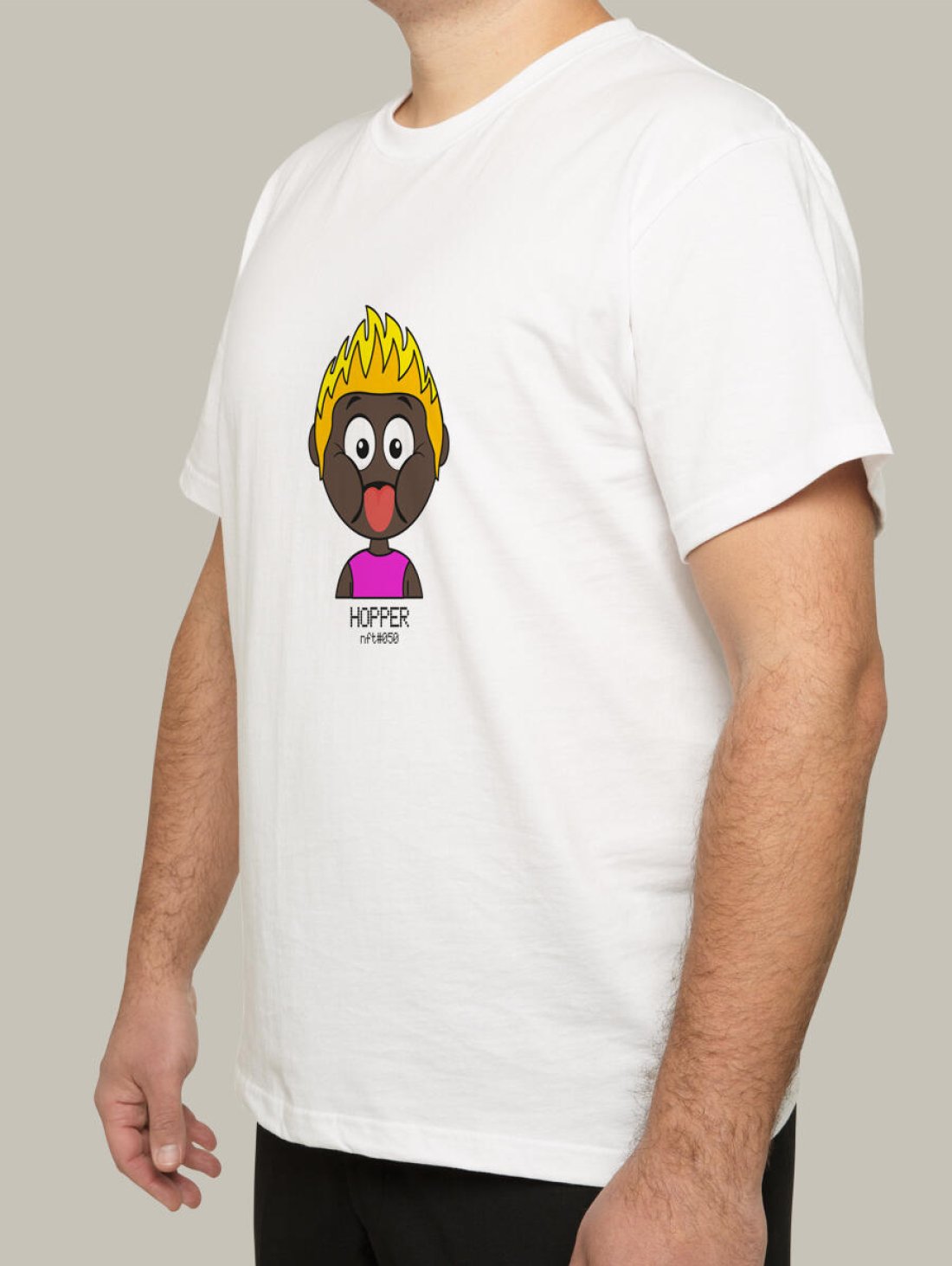 Чоловіча футболка, біла з принтом аватара Hopper 050 - Футболки з принтами - Hopper
