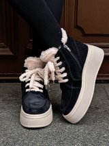 Зимові черевики з натуральної замші з м’яким хутром усередині INNOE 777562-3 Чорний