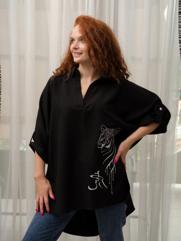 Стильна блуза-туніка з об'ємною вишивкою 230166-3 - Купити