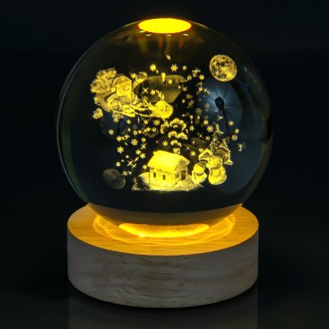 Нічник скляна куля Санта на Санях 8 см Код KA-23-1528 - Купити