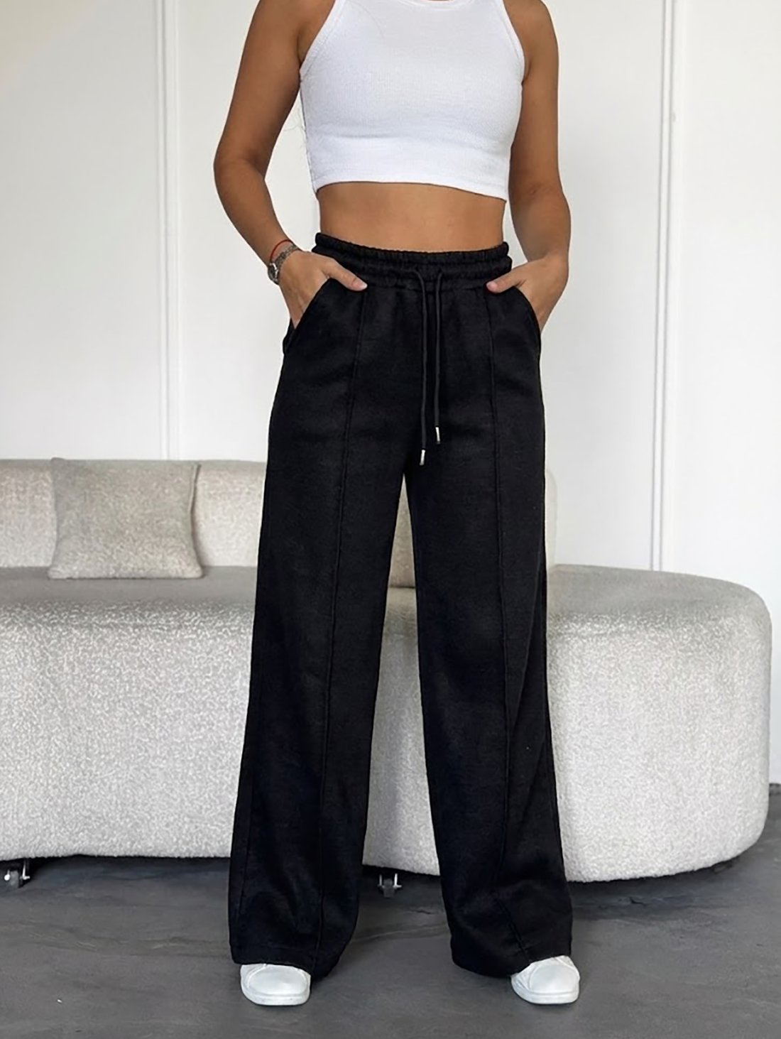 Вовняні штани палаццо INNOE 300031-3 Чорний