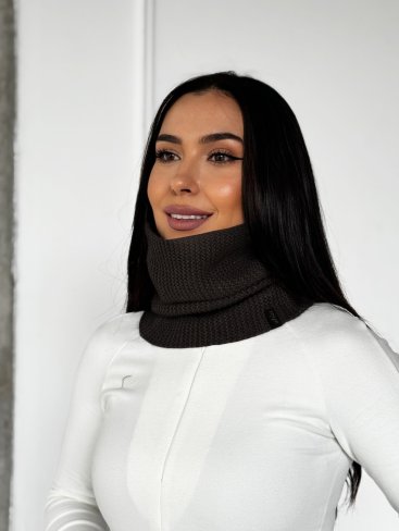 Теплий жіночий в'язаний снуд INNOE 950642-1 Шоколадний - Купити