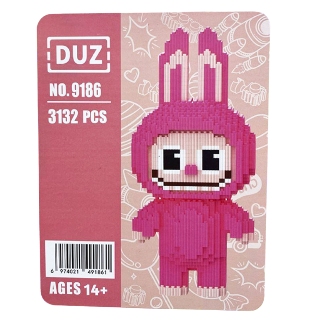 Конструктор Magic Blocks Лабубу Висота 30 см Малиновий - Pobut