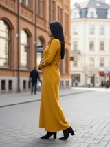 Стильна жіноча сукня максі з м’якого трикотажу 270384-11 Гірчичний - Купити