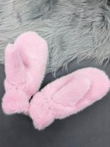 Жіночі зимові хутряні рукавички рожеві, утеплені INNOE 85005-2 Рожевий