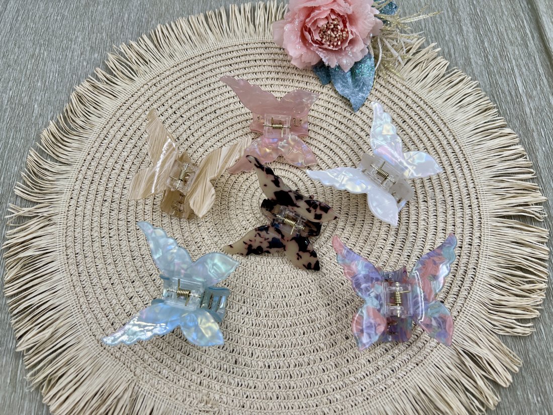 Краби для волосся метелик. Французький пластик. 7cм.