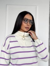 Светр із коміром-поло на замку INNOE 300064-1 Фіолетовий - Innoe