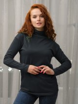 Лаконічний жіночий трикотажний гольф з довгими рукавами та ворот стійка 230208-22 - Innoe