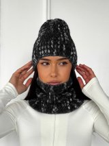 Затишний жіночий комплект шапка та бафф крупної в’язки INNOE 950591-1 Чорний