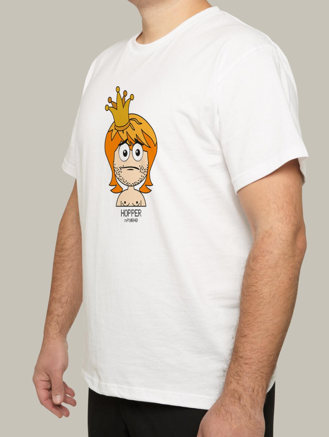 Чоловіча футболка, біла з принтом аватара Hopper 040