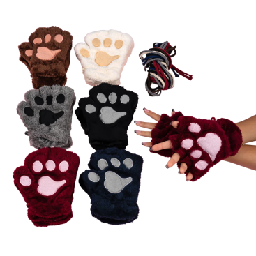 Дитячі хутряні рукавички Лапки 12 пар - Купити