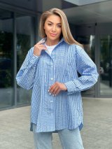 Стильна жіноча сорочка у клітину 230220-1 - Купити