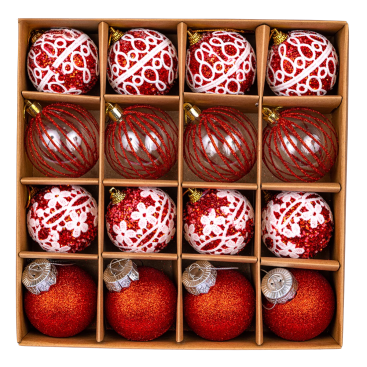 Ялинкові кулі червоний бал 5,5 см, 16 шт., набір - Купити