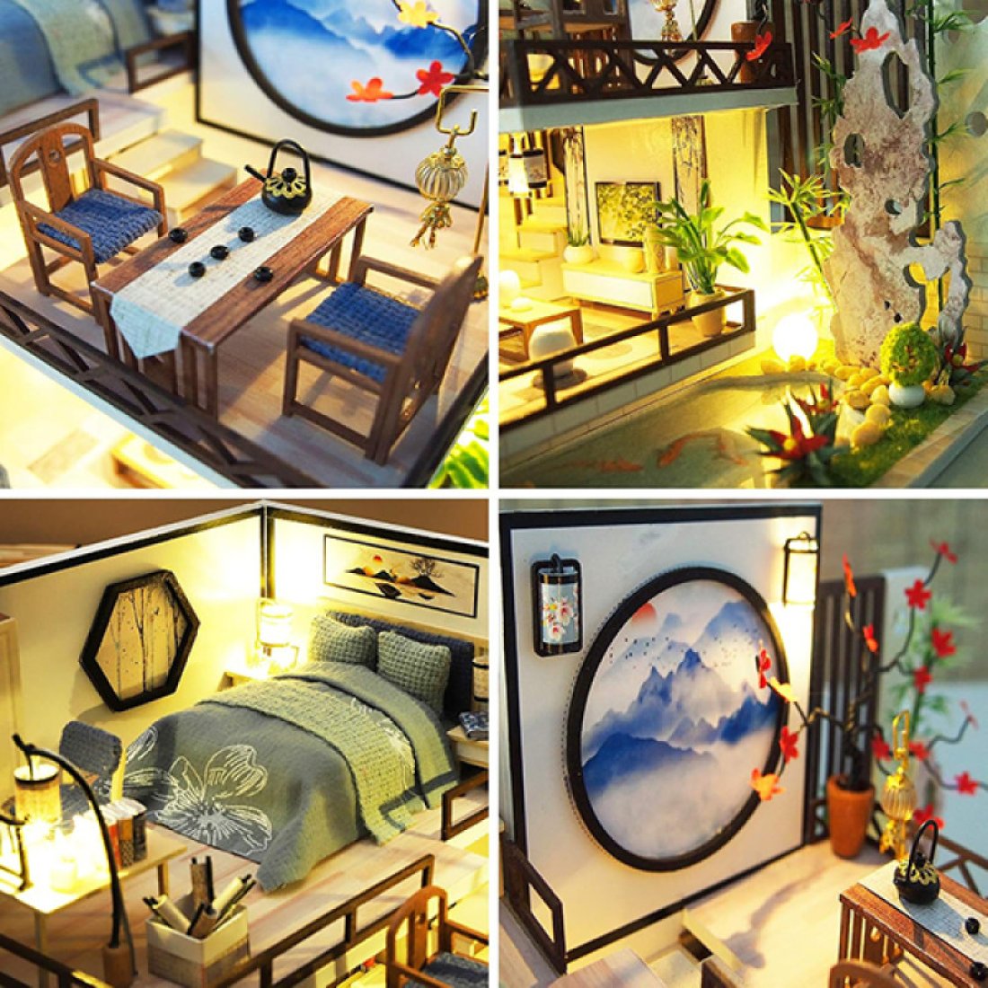 3D Румбокс Вілла в японському стилі DIY Dollhouse + пилозахисний купол - Купити