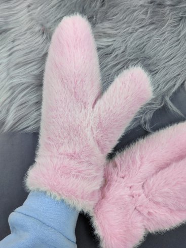 Жіночі зимові хутряні рукавички рожеві, утеплені INNOE 85005-2 Рожевий - Купити