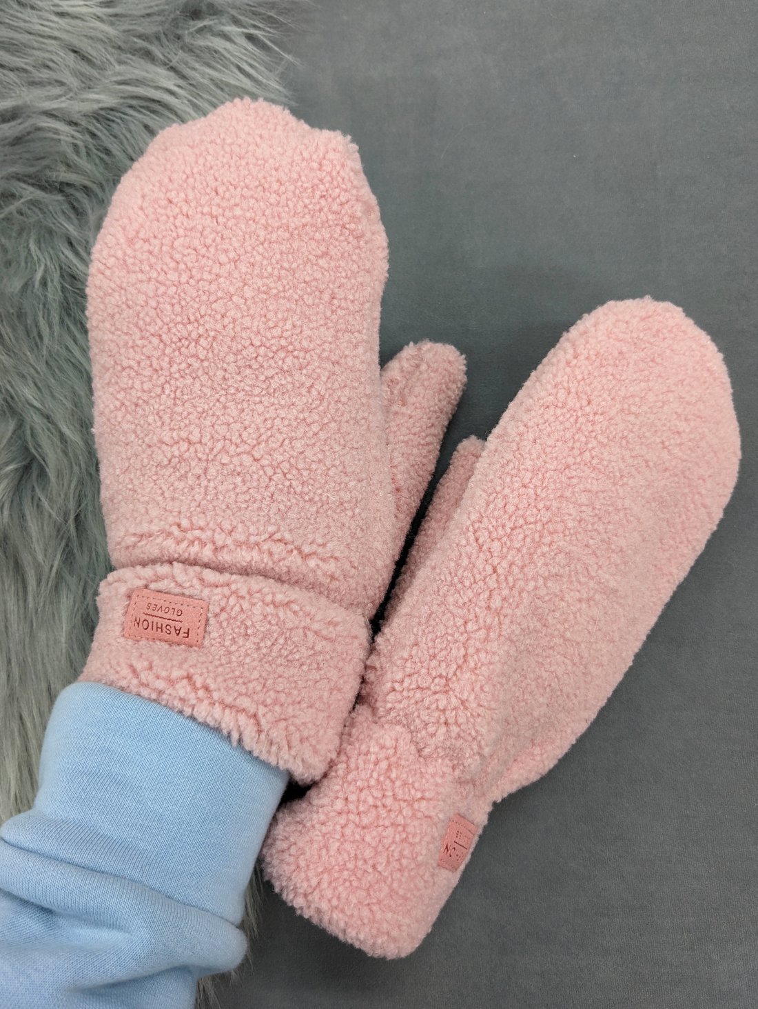 Теплі рукавиці в стилі тедді — легкість і максимальний затишок INNOE 85005-3 Рожевий