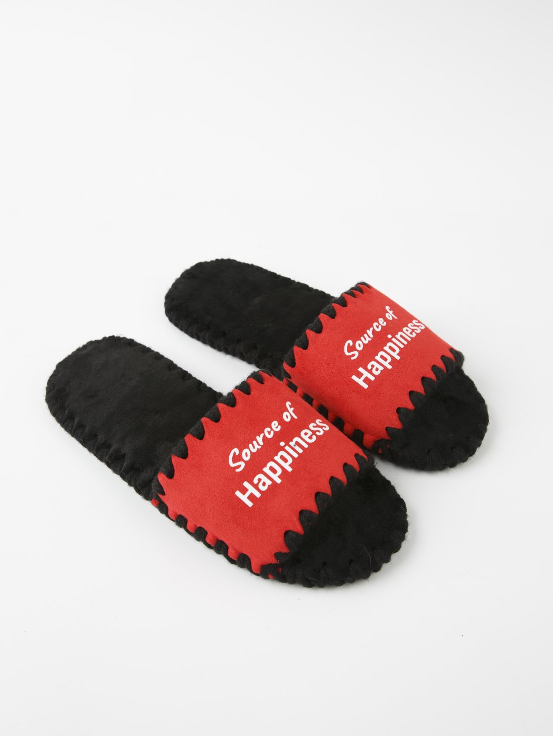 Чоловічі домашні капці Класичні з принтом Source of happiness, відкриті червоні - Купити