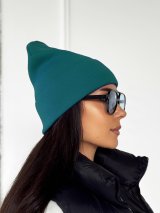 Модна подвійна жіноча шапка INNOE 950118-1 Темно-зелений