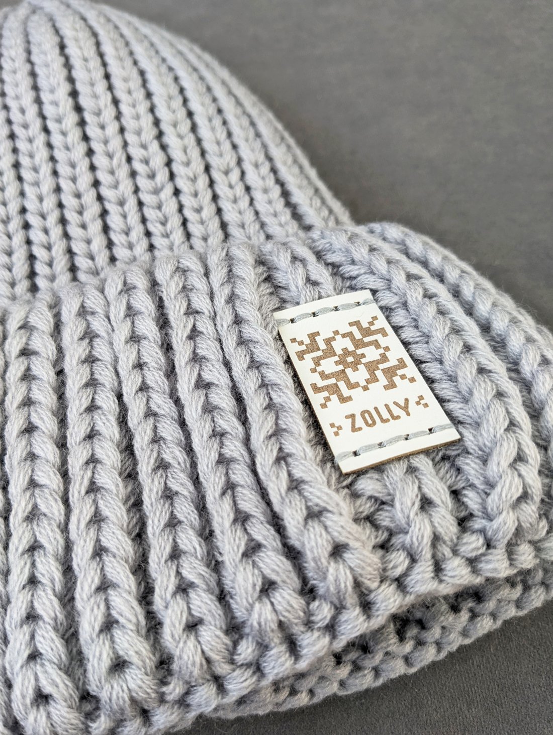 Шапка крупної в'язки з відворотом на флісі INNOE 950234-1 Світло-сірий