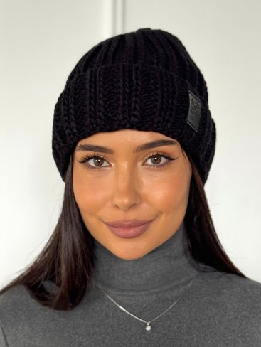 Жіноча шапка-біні фактурної в’язки INNOE 950234-1 Чорний - Купити