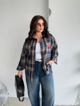 Oversize сорочка у клітинку — комфорт і стиль щодня INNOE 300062-1 Темно-синій
