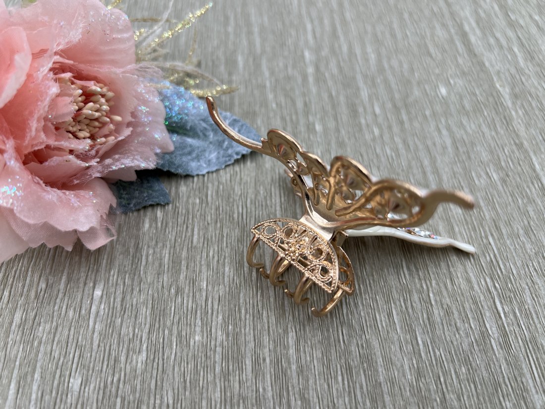 Краб для волосся метелик метал ,золото з камінням 8см. - Купити