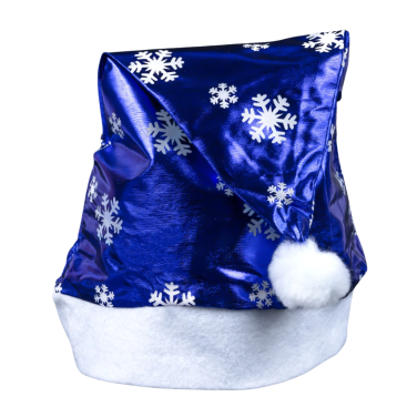 Новорічна шапка синя зі сніжинкою білою 38 см - Купити