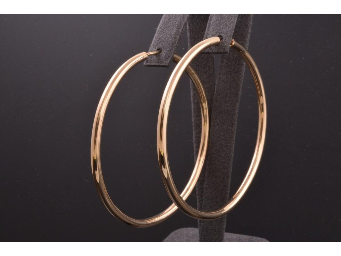 Сережки-кільця 5см, шарнір, ручна робота - Фото3 Сережки-кільця 5см, шарнір, ручна робота - Купити