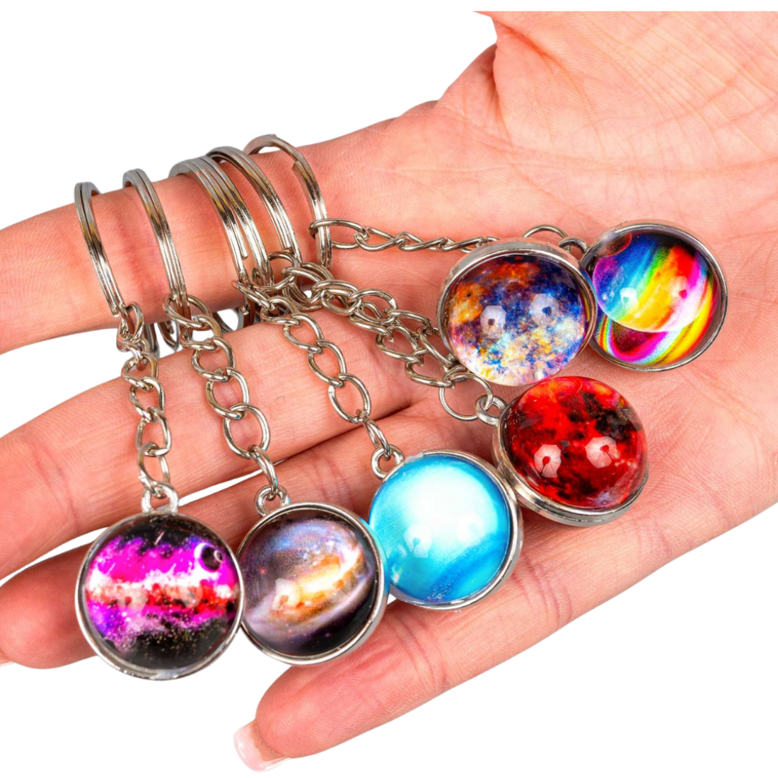 Брелок сфера Галактика метал, скло 8 см