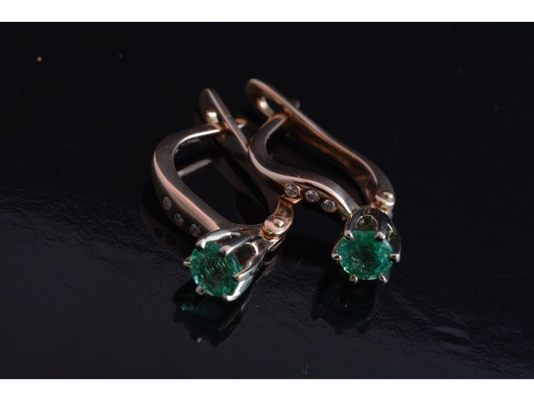 Сережки жіночі із діамантами та смарагдами - Фото6 Сережки жіночі із діамантами та смарагдами