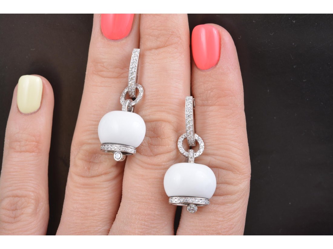 Сережки у стилі Chantecler &quot;Білий онікс&quot;, біле золото