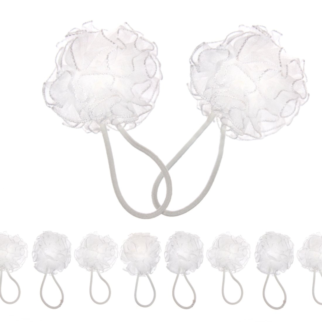 Резинка - бант біла 4см 1-207361