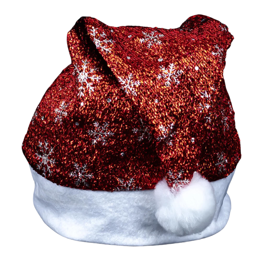 Новорічна шапка Блискуча червона 40 см