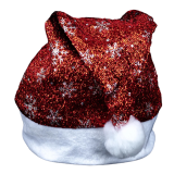 Новорічна шапка Блискуча червона 40 см