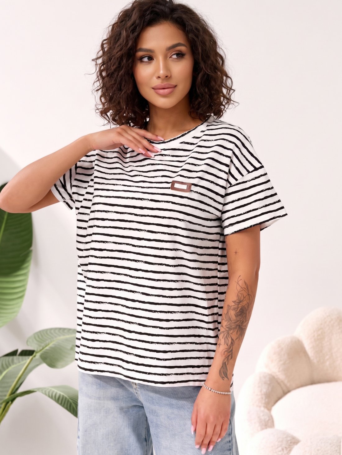 Футболка oversize у смужку INNOE 300054-2 Білий - Купити