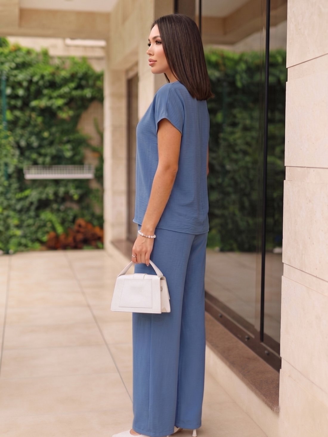 Жіночий костюм oversize з натуральної тканини INNOE 210368-3 Джинс