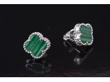 Cережки у стилі Van Cleef із малахітом