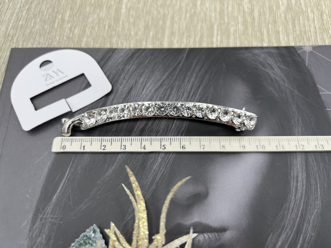 Металева заколка Банан ZAYA срібна 9.5 см - Кристалік