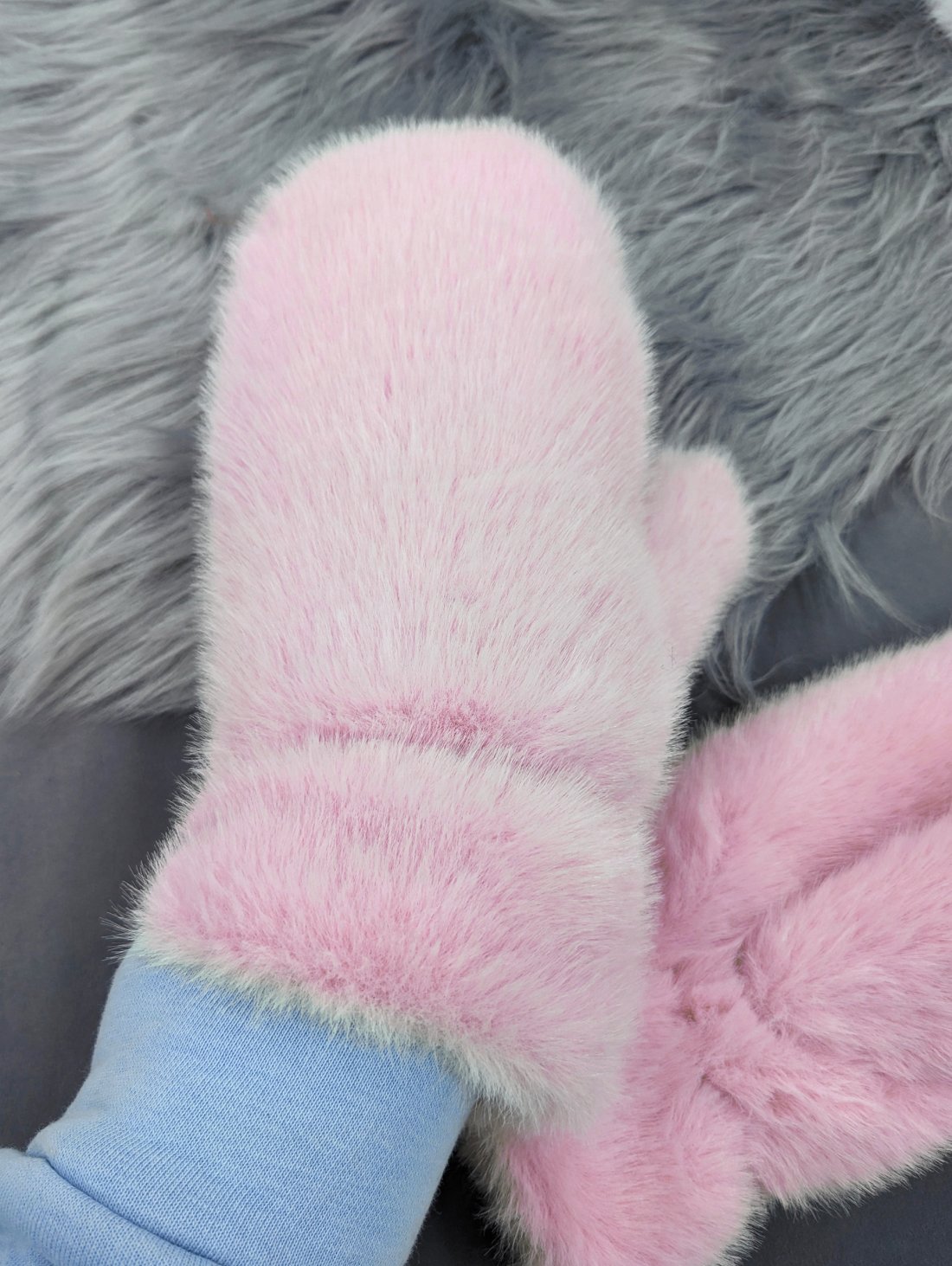 Жіночі зимові хутряні рукавички рожеві, утеплені INNOE 85005-2 Рожевий - Купити