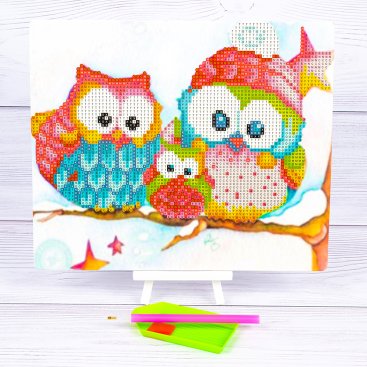 Алмазна мозаїка Совушки 21*25 см - Купити