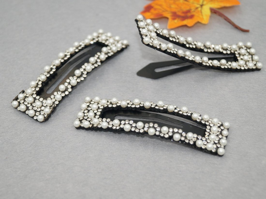 Заколка Тік-так. 8 см. З перлами.