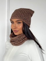 Жіночий демісезонний комплект — шапка та бафф INNOE 950065-1 Капучино