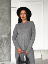 В’язаний костюм з дизайнерськими деталями INNOE 210370-1 Сірий - Купити