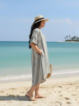 Вільна бавовняна сукня oversize у смужку INNOE 270578-2 Сірий