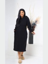 Сукня вільна тринитка з начосом і капюшоном INNOE 300035-1 Чорний - Innoe