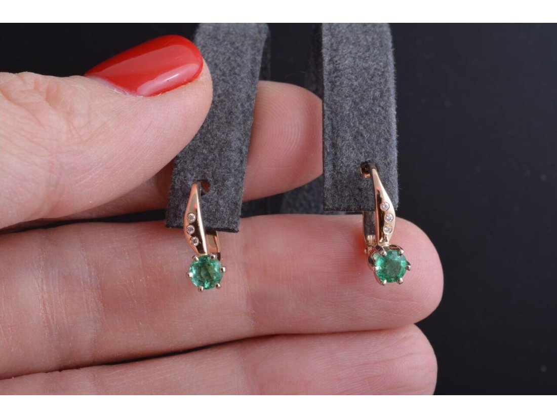 Сережки жіночі із діамантами та смарагдами - Фото8 Сережки жіночі із діамантами та смарагдами