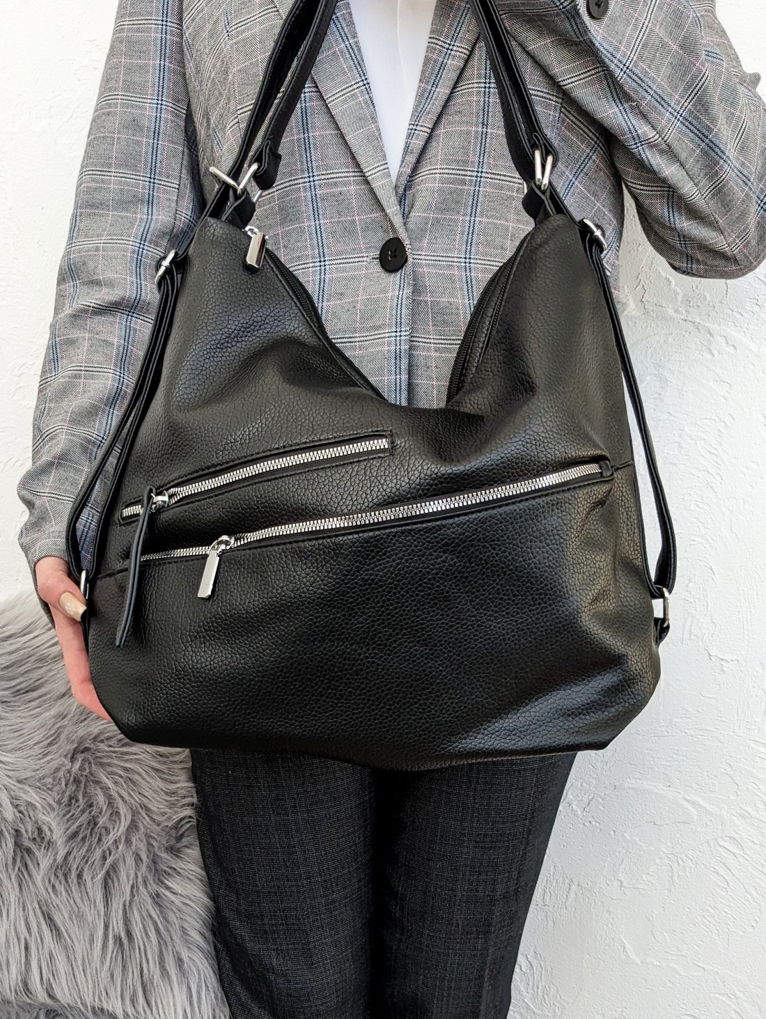 Сумка-рюкзак на блискавках для міського стилю INNOE 350014-1 Чорний