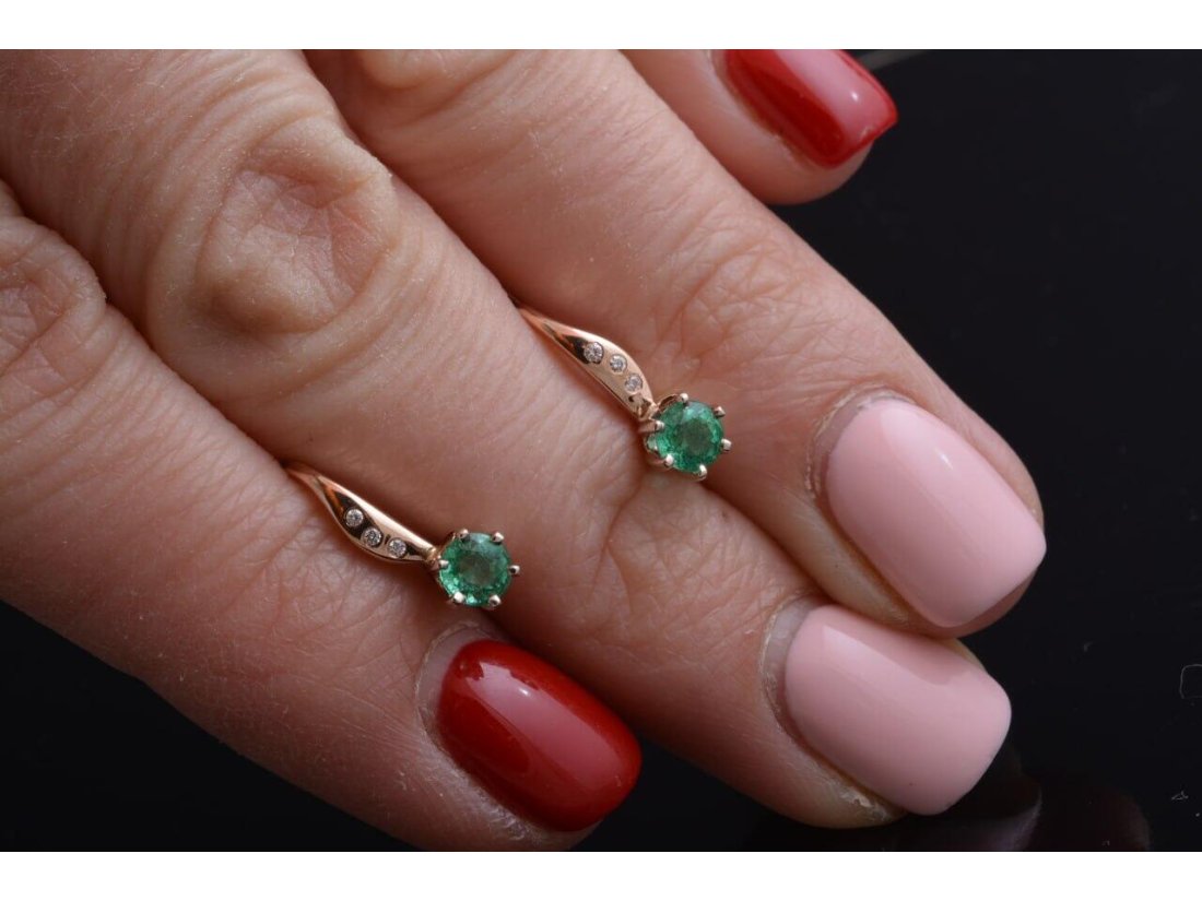 Сережки жіночі із діамантами та смарагдами - Фото7 Сережки жіночі із діамантами та смарагдами