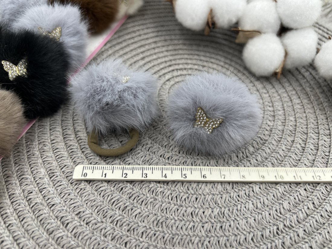 Дитячі резинки хутряні з метеликов 2,5см - Кристалік