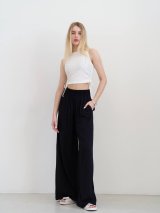 Комфортні та стильні чорні широкі брюки 220128
